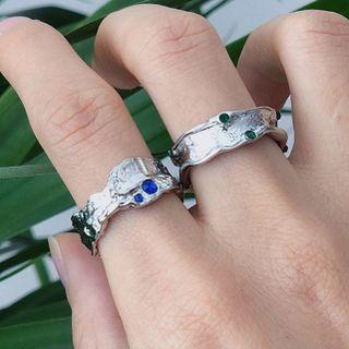 Rhinestone Irregular Alloy Open Ring