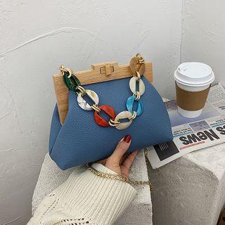 Wooden Clasp Chain Crossbody Bag