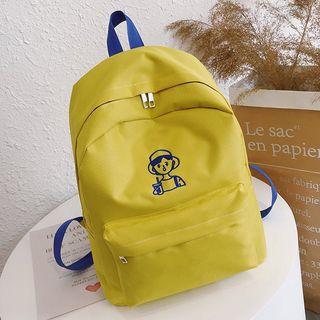 Color Block Embroidered Canvas Backpack