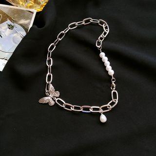 Butterfly Chain Necklace 1 Pc - Silver - One Size