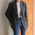 Single-breasted Stitched Blazer Charcoal Gray - One Size
