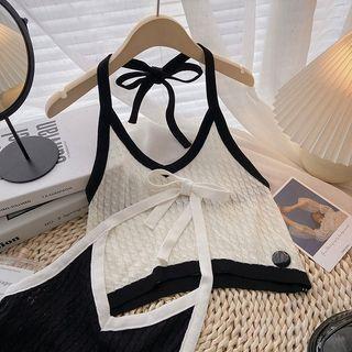 Two-tone Halter Tank Top