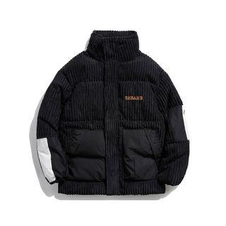 Striped Lettering Corduroy Jacket