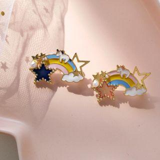 Alloy Faux Pearl Unicorn & Rainbow Brooch