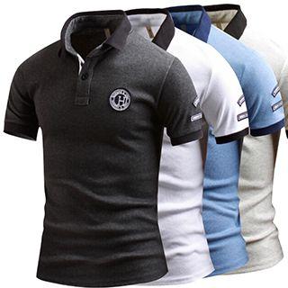 Patched Short-sleeve Polo Shirt