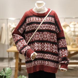 Snowflake Pattern Boxy Sweater
