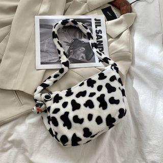 Fluffy Cow Print Shoulder Bag