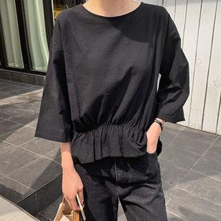 3/4-sleeve Frill-hem Top