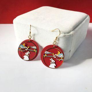 Retro Rabbit Alloy Disc Dangle Earring