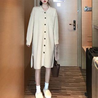 Long Sleeve Button Front Knit Dress