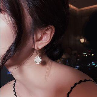 Rhinestone Disc Dangle Earring 1 Pair - As Shown In Figure - One Size