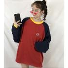 Long-sleeve Smiley Face Embroidered T-shirt