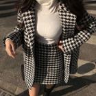 Houndstooth Double-breasted Coat / Mini A-line Skirt