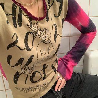 Print Panel Tie-dye Long-sleeve T-shirt