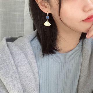 Metal Fan Bead Dangle Earring