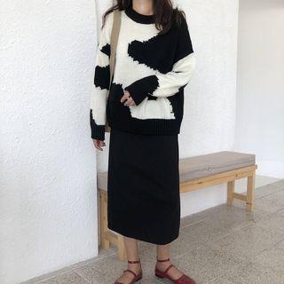 Two-tone Sweater As Shown In Figure - One Size