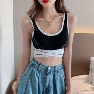 Cropped Contrast Trim Tank Top