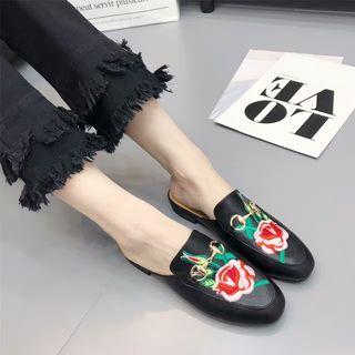 Rose Embroidered Mules