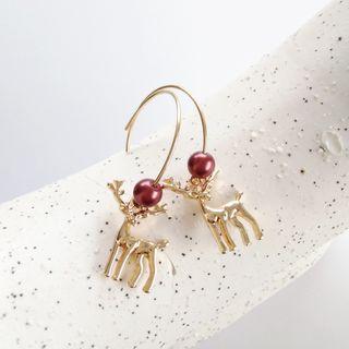 Resin Bead Alloy Deer Dangle Earring 1 Pair - Earrings - Gold - One Size
