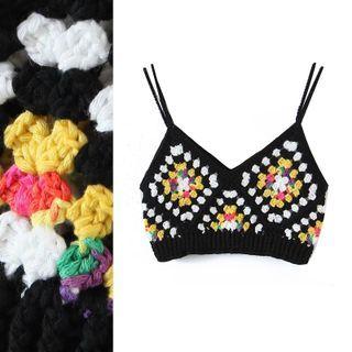 Color Block Crochet Crop Camisole Top