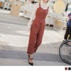 V-neck Buttoned Wide-leg Jumpsuit