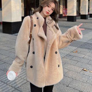 Plain Fleece Double-breasted Jacket