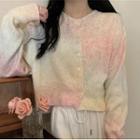 Gradient Cropped Cardigan Rainbow - Pink & Blue - One Size