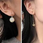 Non-matching Caged Rhinestone Dangle Earring Silver Needle - Gold - One Size