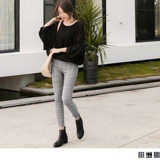 Elastic Waist Check Skinny Pants