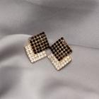 Rhinestone Dangle Earring 1 Pair - E2085-1 - Black & Silver - One Size