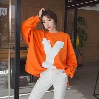Y Dolman-sleeve Slit-side Sweatshirt