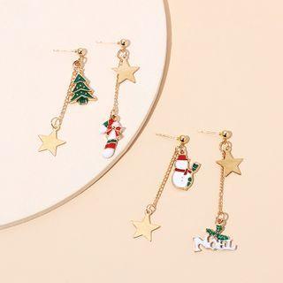 Christmas Alloy Asymmetrical Dangle Earring