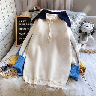 Polo-neck Paneled Sweater