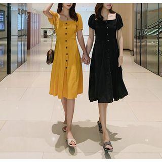 Square-neck Buttoned Dress