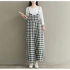 Gingham Spaghetti Strap Wide Leg Jumpsuit