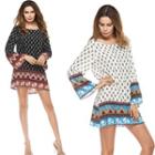 Bell-sleeve Patterned Tunic