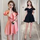 V-neck Off-shoulder A-line Dress