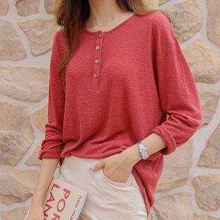 Round-neck Relaxed-fit Linen Henley