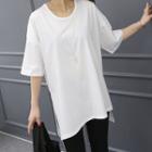 Colored Round-neck Boxy-fit Long T-shirt
