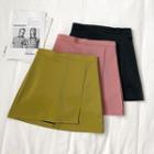 High-waist Leather A-line Skirt