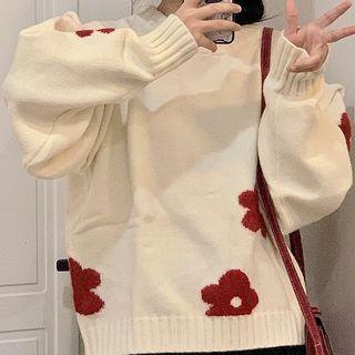 Floral Print Sweater Almond - One Size