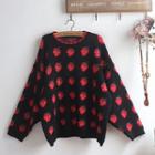 Strawberry Jacquard Sweater Black - One Size