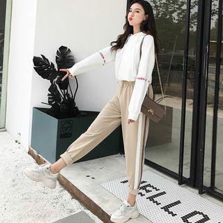 Lettering Hoodie / Striped Sweatpants / Set