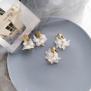 Faux Pearl Resin Flower Fringed Earring
