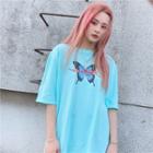 Short Sleeve Butterfly Print T-shirt
