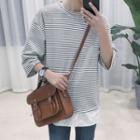 Mock Two Piece Striped 3/4 Sleeve T-shirt