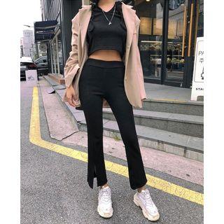 Exclusive Crop-hoodie & Boot-cut Pants Set
