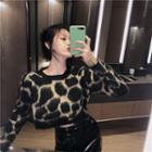 Leopard Loose-fit Sweater / Patent Skirt