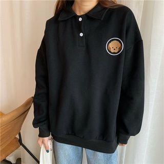 Dog Embroidered Loose-fit Polo Shirt