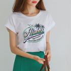 Aloha Printed Cap-sleeve T-shirt